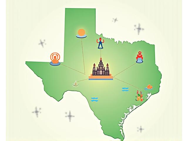 A vibrant map of Austin, Texas, with small icons symbolizing wellness activities like yoga, healthy eating, and community gatherings, highlighting key partnership locations and a sense of local connection.