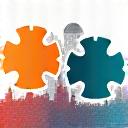 Illustration of Austin city skyline with interconnected gears, symbolizing local business collaboration.