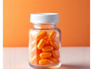 A clear bottle of digestive enzyme capsules, with a focus on their role in breaking down food.