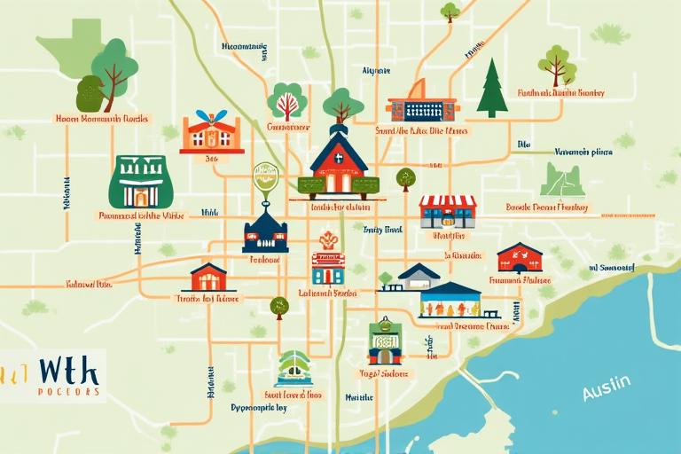 Interactive map highlighting Austin wellness hotspots including parks, healthy restaurants, yoga studios, and local farmers' markets, optimized for adults 35+