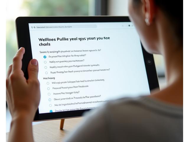 Preview of Vital Spindle's personalized wellness assessment showing sample questions about daily habits and goals for adults 35+